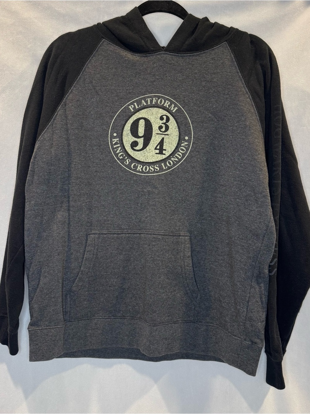 Harry Potter Hoodie Kids XL 18/20 Gray Black Platform 9 3/4 Hogwarts Express